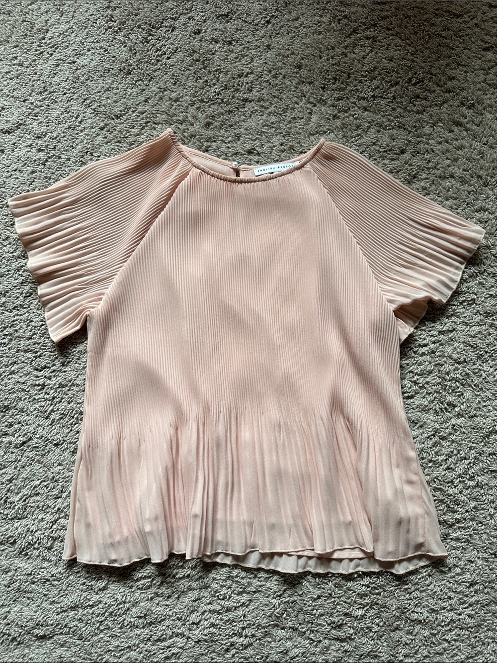 Blush Pleated Flutter Sleeve Blouse